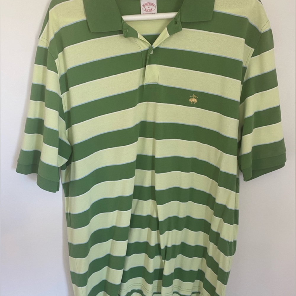 Brooks Brothers Green Striped Polo